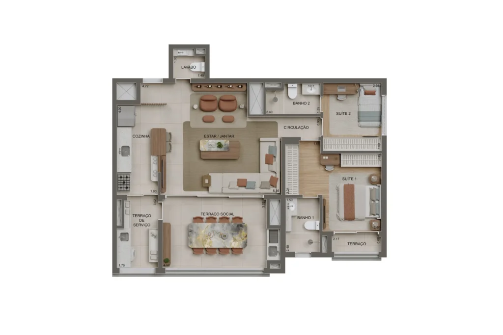 Planta Apto 100m2 - Alameda Tatuapé Residences