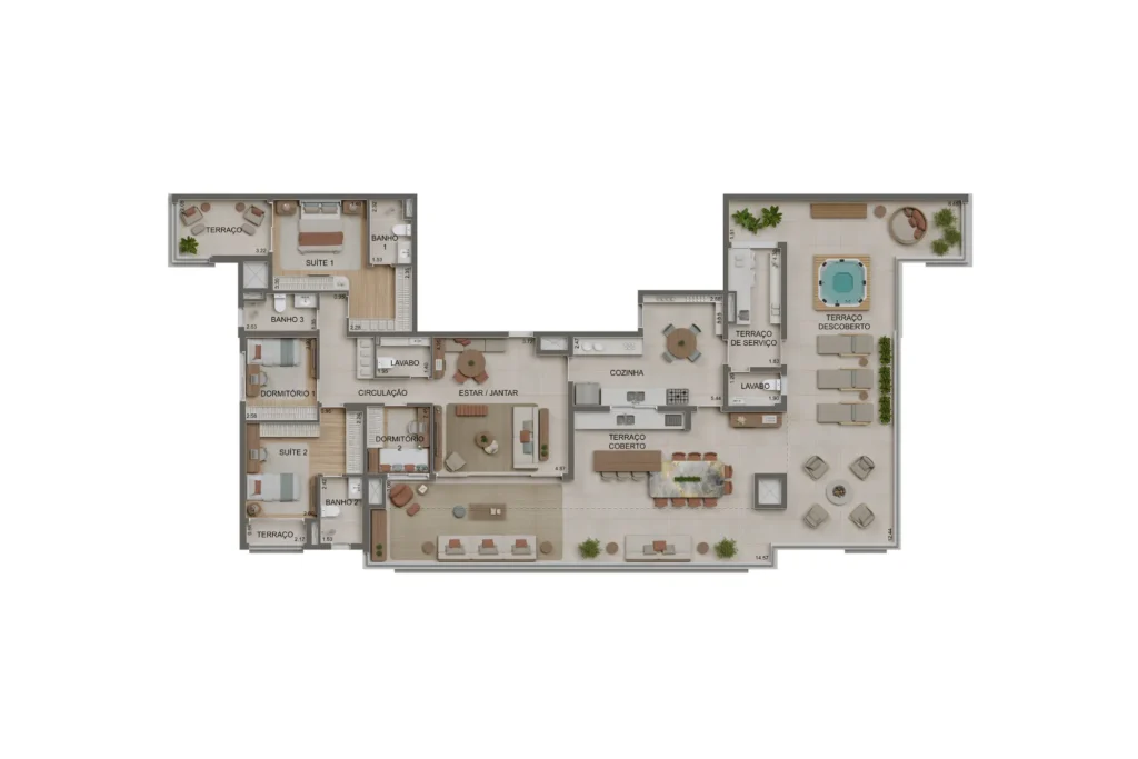 Planta Apto 230m2 - Alameda Tatuapé Residences - Penthouse