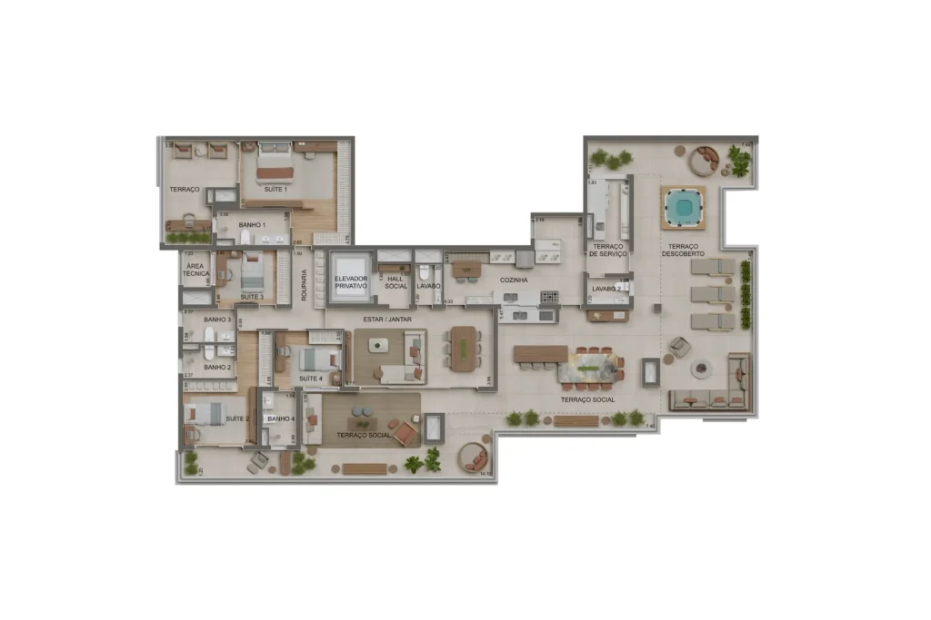 Planta Apto 330m2 - Alameda Tatuapé Residences - Penthouse