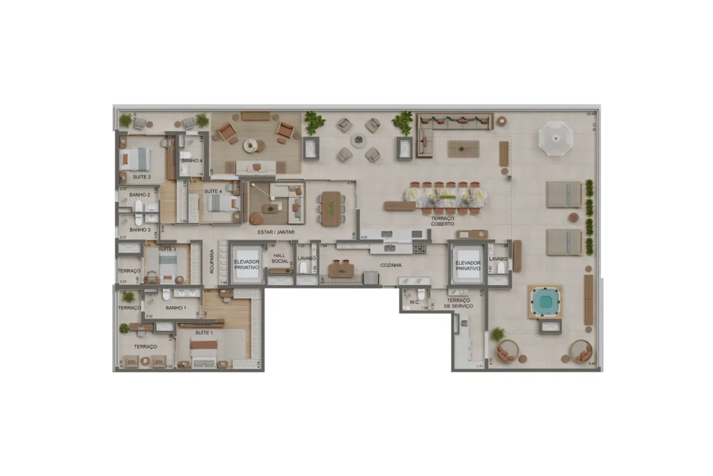 Planta Apto 389m2 - Alameda Tatuapé Residences - Penthouse