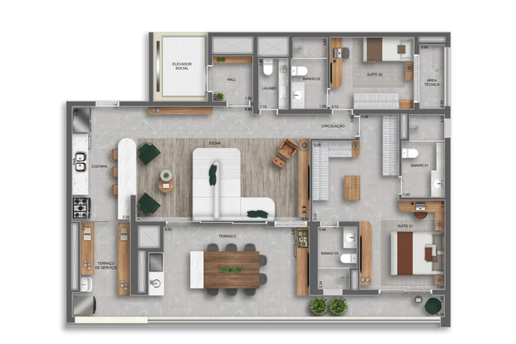 Planta Apto 140m2 - Auge Tatuapé Residences