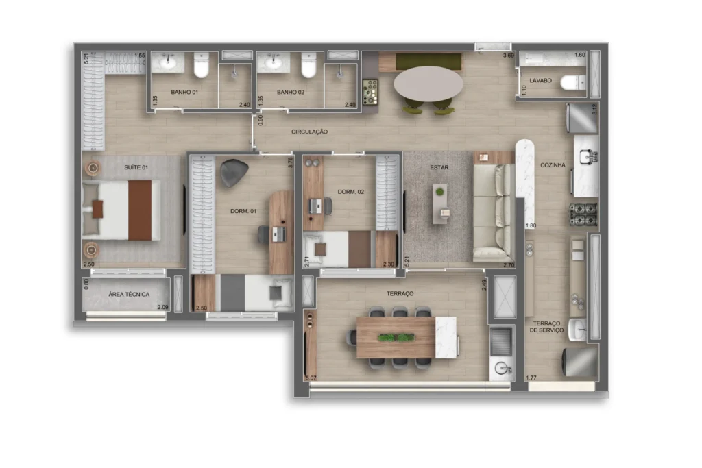 Planta Apto 96m2 - Auge Tatuapé Residences